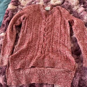 Women's Red/Pink Cable Knit Sweater